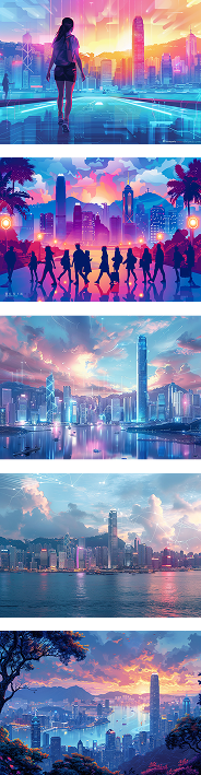 未来之港方向的五张批量生成样本