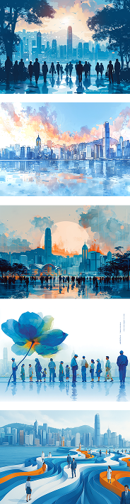 香港百业方向的五张批量生成样本